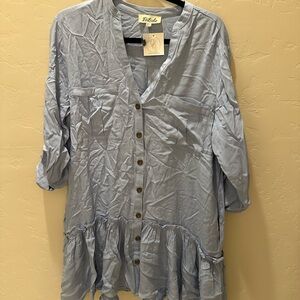 Listicle Light Blue Button-Down Dress